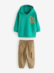 Green/Tan Utility Hoodie and Carpenter Joggers Set (3mths-7yrs) - Image 5 of 8