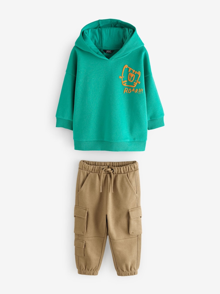 Green/Tan Utility Hoodie and Carpenter Joggers Set (3mths-7yrs) - Image 5 of 8