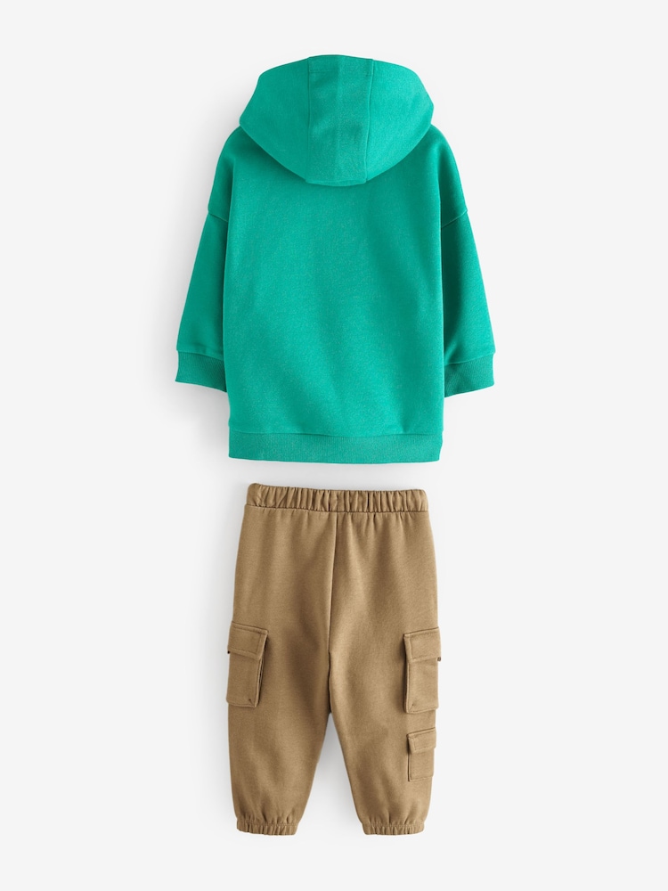 Green/Tan Utility Hoodie and Carpenter Joggers Set (3mths-7yrs) - Image 6 of 8