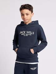 Синий - Jack Wills Boys Batsford 100% Cotton Hoodie - Изображение 1 из 7