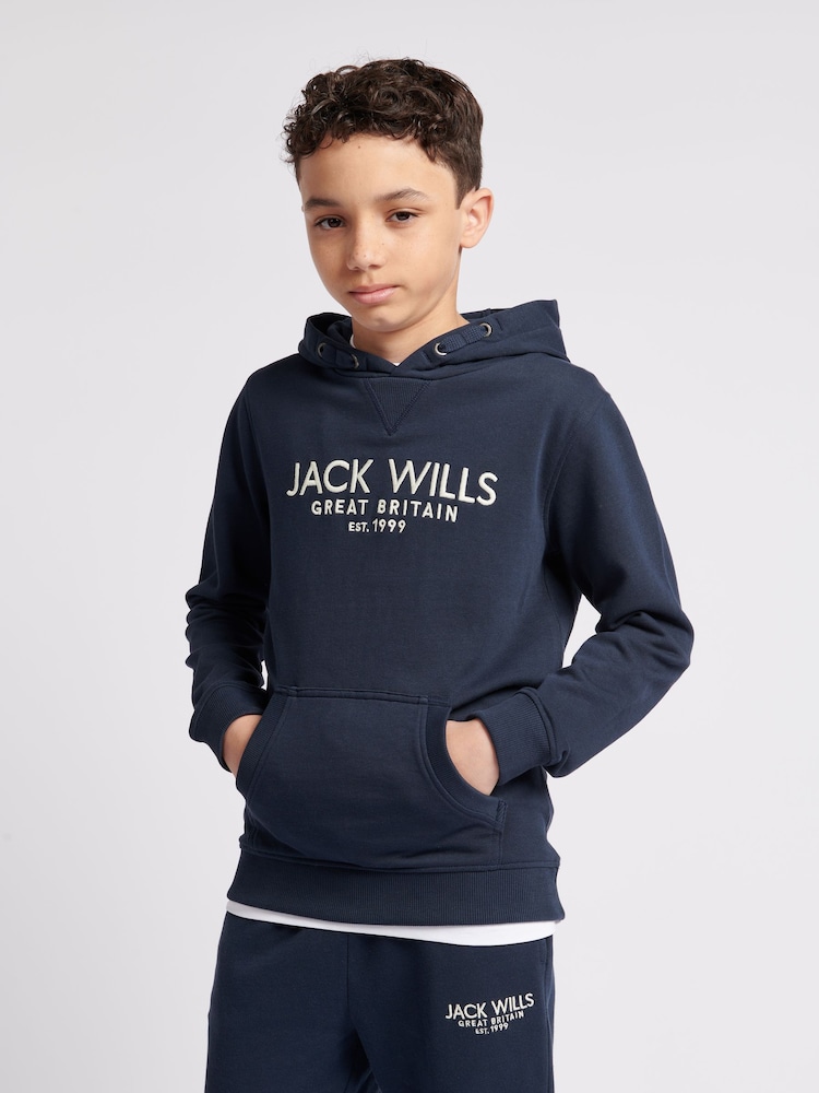 Синий - Jack Wills Boys Batsford 100% Cotton Hoodie - Изображение 1 из 7