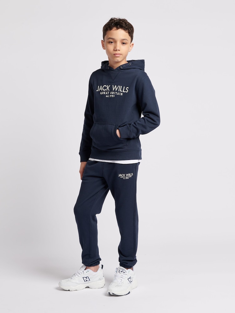 Синий - Jack Wills Boys Batsford 100% Cotton Hoodie - Изображение 2 из 7