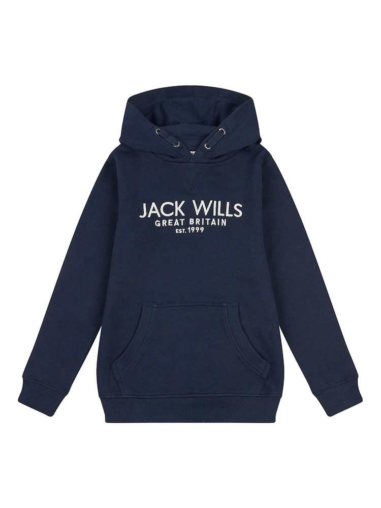 Jack Wills Blue Boys Batsford 100% Cotton Hoodie - Image 5 of 7