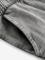 Grey Charcoal 100% Cotton Wide Leg Washed Seam Detail Track Trousers Joggers - Image 5 of 6