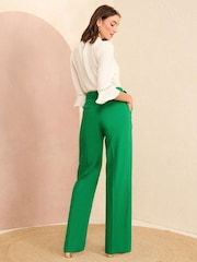 Love & Roses Green Belted High Waist Wide Leg Tailored Trousers - Image 3 of 4