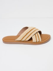 FatFace Maeve Natural Cross-Over Macrame Sliders - Image 1 of 3