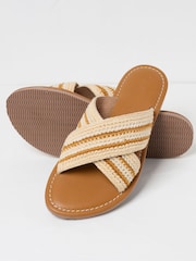 FatFace Maeve Natural Cross-Over Macrame Sliders - Image 2 of 3