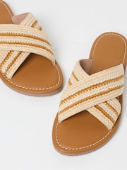 FatFace Maeve Natural Cross-Over Macrame Sliders - Image 3 of 3