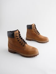 Tan Brown Leather Lace-Up Boots - Image 1 of 6