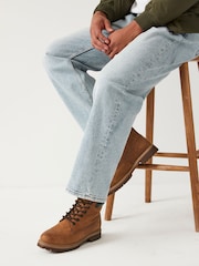 Tan Brown Leather Lace-Up Boots - Image 2 of 6