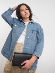 Simply Be Blue Boyfriend Denim 100% Cotton Jacket - Image 1 of 5