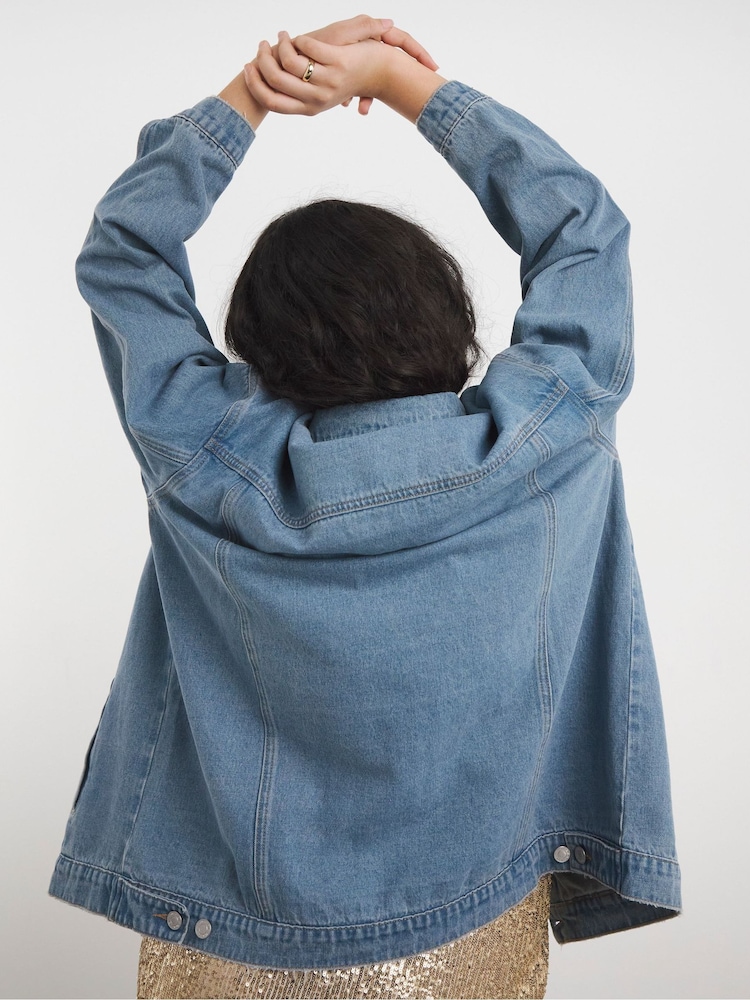 Simply Be Blue Boyfriend Denim 100% Cotton Jacket - Image 2 of 5