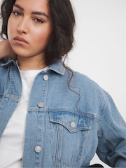 Simply Be Blue Boyfriend Denim 100% Cotton Jacket - Image 3 of 5