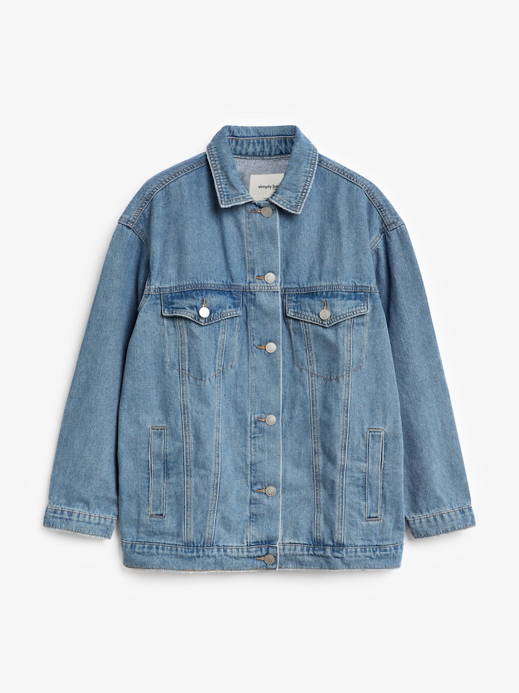 Simply Be Blue Boyfriend Denim 100% Cotton Jacket - Image 5 of 5