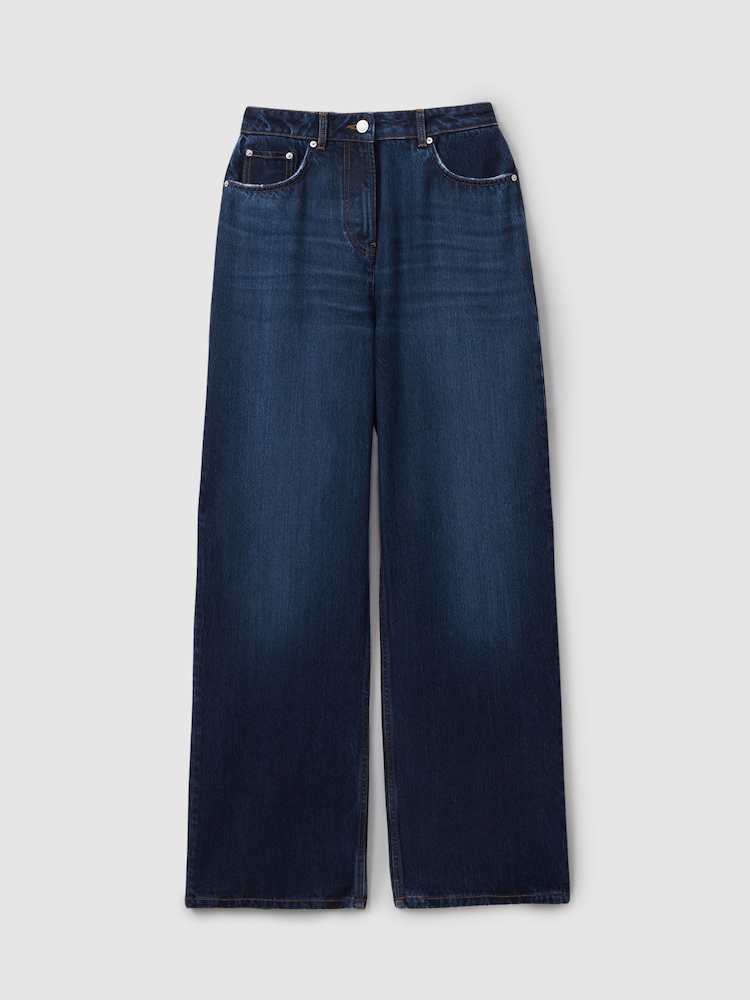 Reiss Dark Blue Lyle Petite Lightweight Viscose Blend Relaxed Jeans - Image 2 of 6