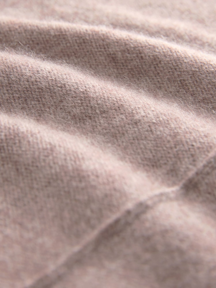 Neutral Brown Mole 100% Cashmere Premium Seam Detail Rolled Edge Knitted Jumper - Image 8 of 8