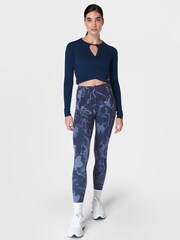 Sweaty Betty Navy Blue Mindful Flex Wrap Long Sleeve Top - Image 5 of 6