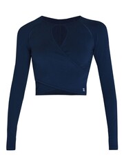 Sweaty Betty Navy Blue Mindful Flex Wrap Long Sleeve Top - Image 6 of 6