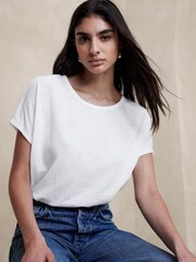 Banana Republic White Slub Crew Neck T-Shirt - Image 1 of 4