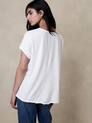 Banana Republic White Slub Crew Neck T-Shirt - Image 2 of 4
