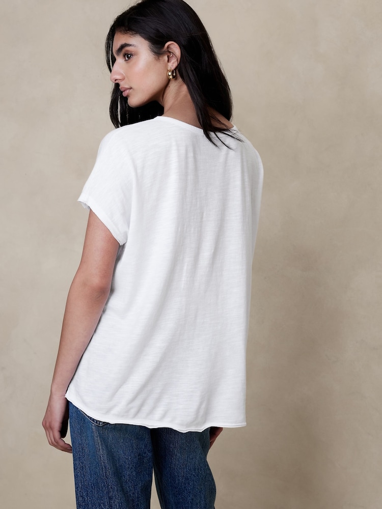 Banana Republic White Slub Crew Neck T-Shirt - Image 2 of 4