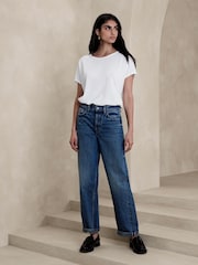 Banana Republic White Slub Crew Neck T-Shirt - Image 3 of 4