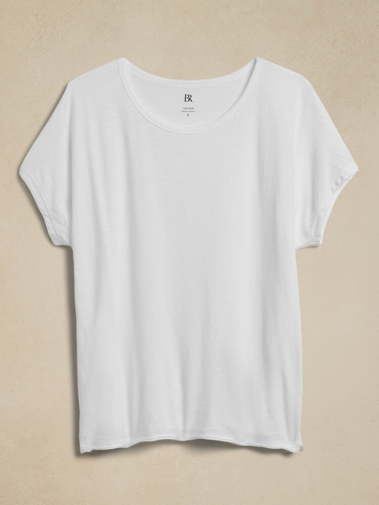Banana Republic White Slub Crew Neck T-Shirt - Image 4 of 4