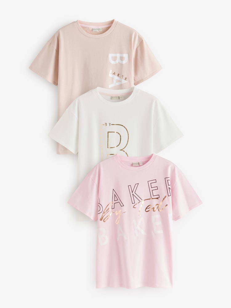 Baker By Ted Baker Oversized Graphic Print T-Shirts 3 Pack - Image 1 of 7