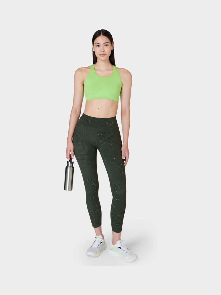 Sweaty Betty Green Grid Geo Print 7/8 Length Aerial Core Workout Leggings - Image 1 of 7