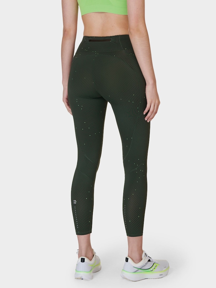 Sweaty Betty Green Grid Geo Print 7/8 Length Aerial Core Workout Leggings - Image 2 of 7