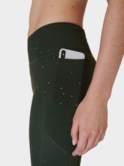 Sweaty Betty Green Grid Geo Print 7/8 Length Aerial Core Workout Leggings - Image 6 of 7