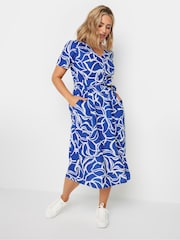 M&Co Blue/White Cobalt Abstract Print Midi Dress - Image 2 of 5
