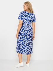 M&Co Blue/White Cobalt Abstract Print Midi Dress - Image 3 of 5