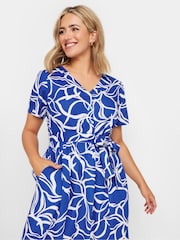 M&Co Blue/White Cobalt Abstract Print Midi Dress - Image 4 of 5