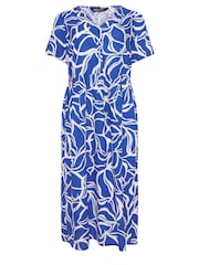 M&Co Blue/White Cobalt Abstract Print Midi Dress - Image 5 of 5