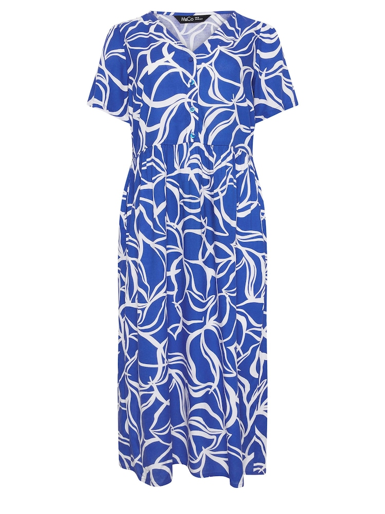 M&Co Blue/White Cobalt Abstract Print Midi Dress - Image 5 of 5