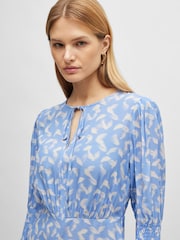 BOSS Blue Tie-Neck Dress With Cropped Sleeves - Image 3 of 5