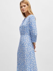 BOSS Blue Tie-Neck Dress With Cropped Sleeves - Image 4 of 5