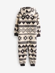 Neutral/Black Aztec Print Fleece All-In-One (3-16yrs) - Image 6 of 8