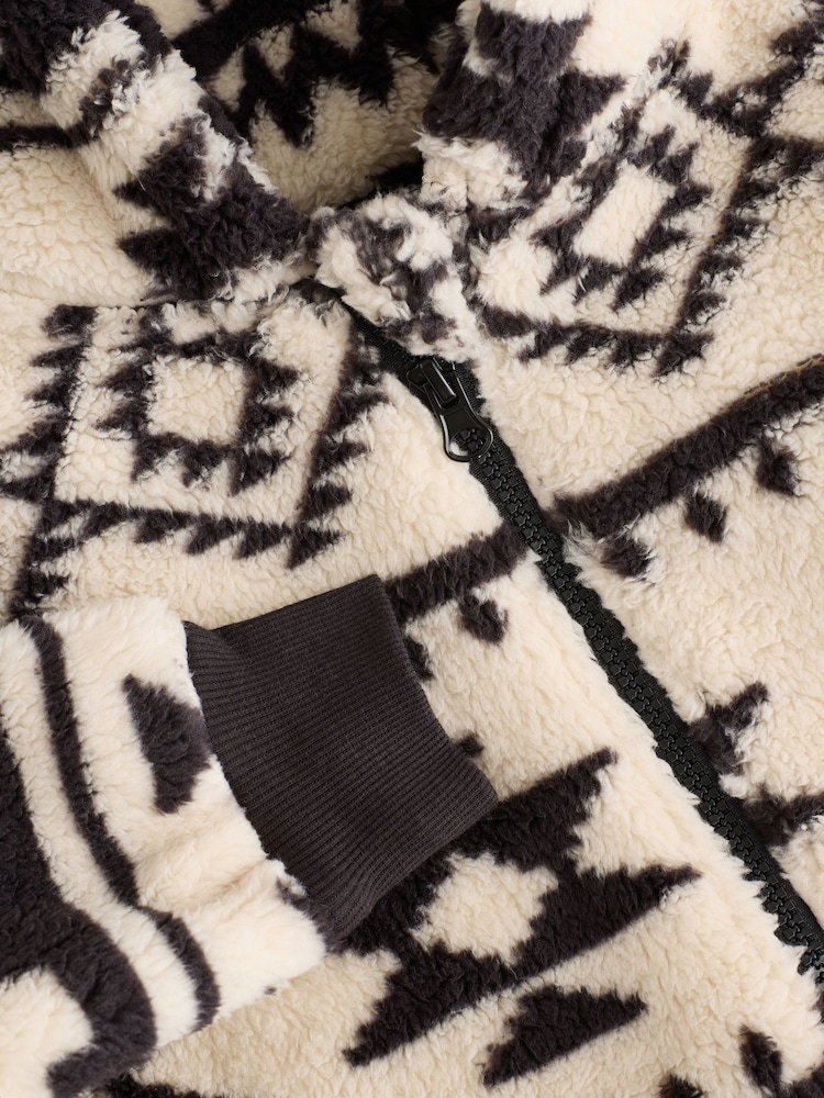 Neutral/Black Aztec Print Fleece All-In-One (3-16yrs) - Image 7 of 8