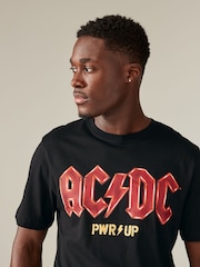 Noir ACDC - Ajustement régulier - T-shirt imprimé graphique Band - Image 1 de 7