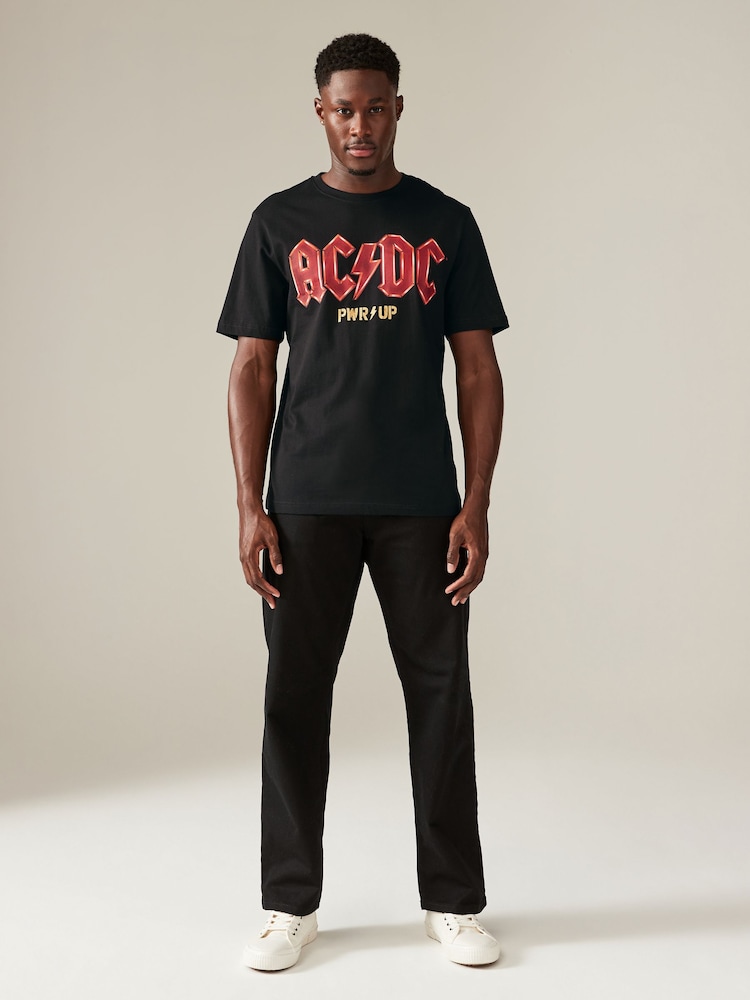 Noir ACDC - Ajustement régulier - T-shirt imprimé graphique Band - Image 2 of 7