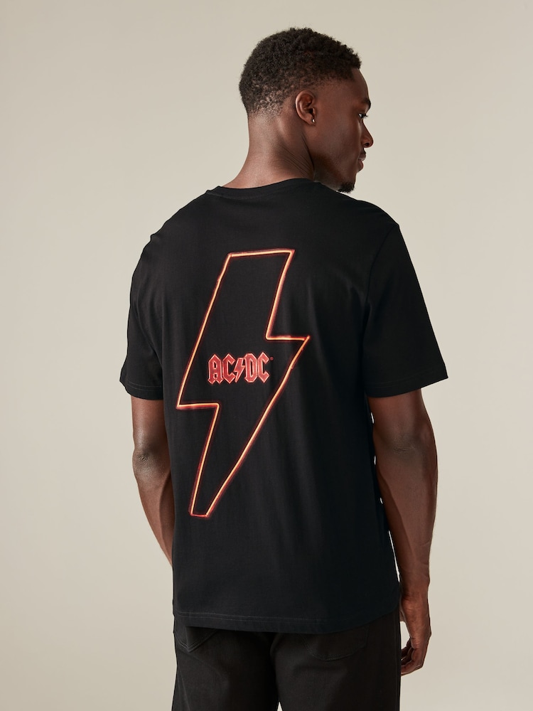 Noir ACDC - Ajustement régulier - T-shirt imprimé graphique Band - Image 3 of 7