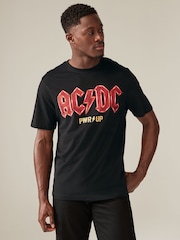Noir ACDC - Ajustement régulier - T-shirt imprimé graphique Band - Image 4 de 7