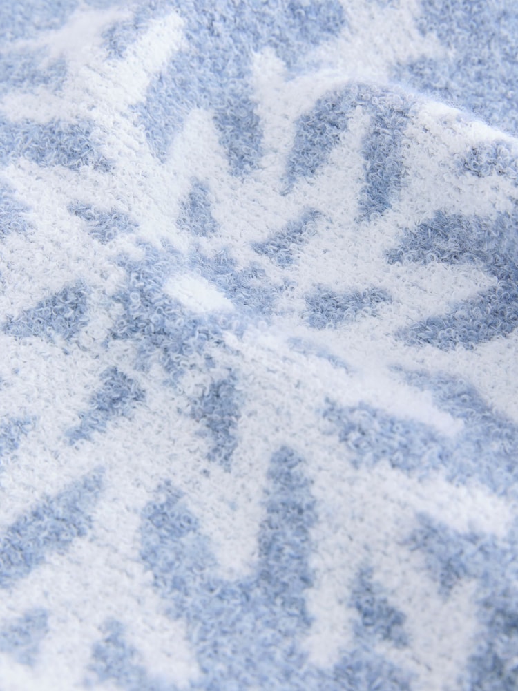Blue Snowflake Boucle Knitted Christmas Jumper - Image 8 of 8