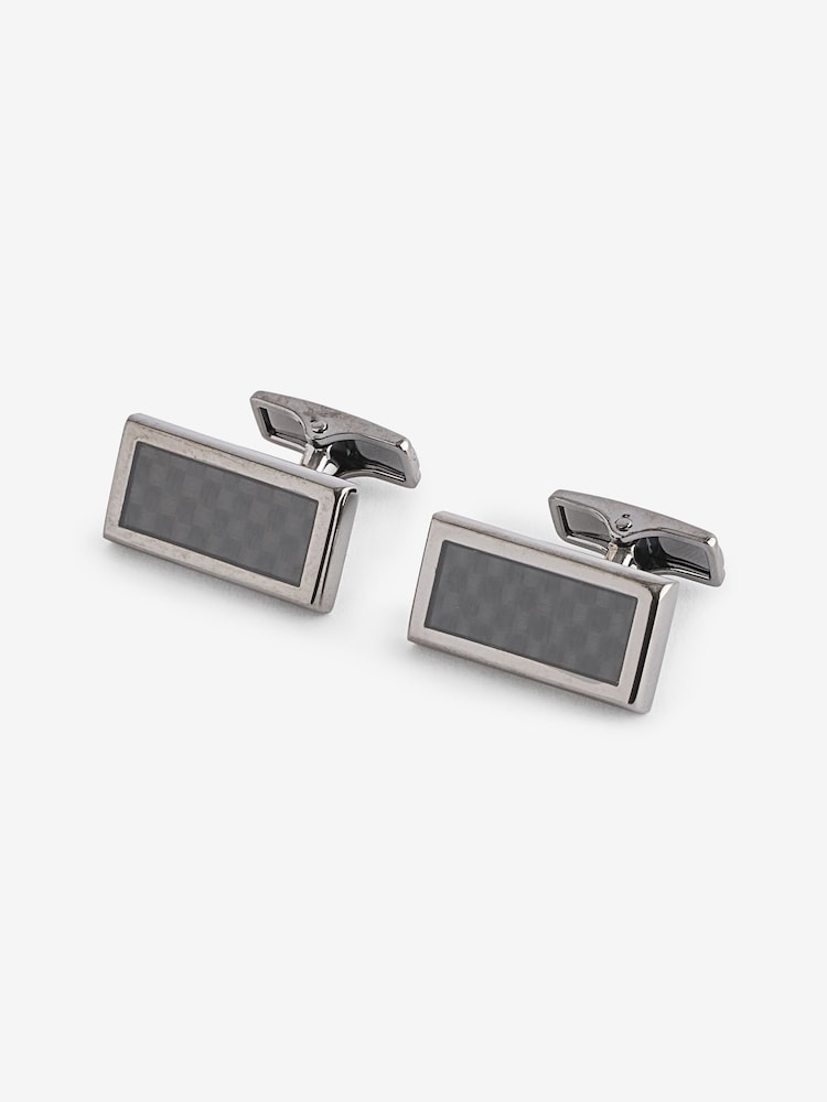 Gun Metal Carbon Cufflink and Tie Clip Set - Image 2 of 5
