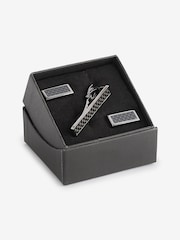 Gun Metal Carbon Cufflink and Tie Clip Set - Image 4 of 5