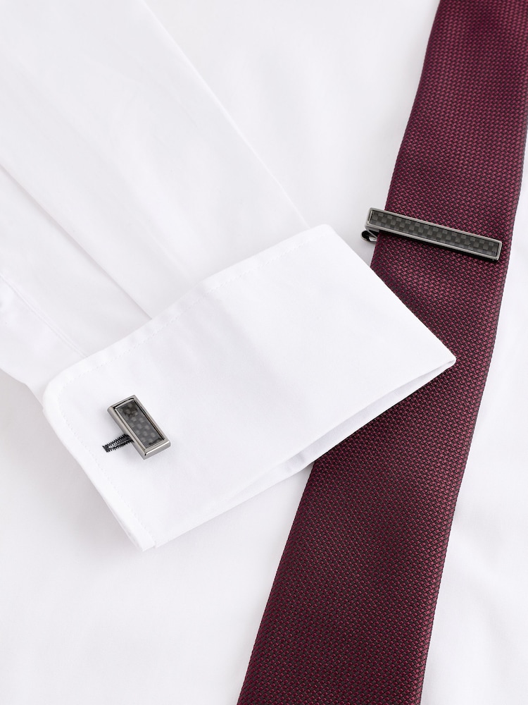 Gun Metal Carbon Cufflink and Tie Clip Set - Image 5 of 5