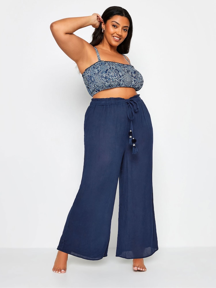 Yours Curve Blue Tassel Trousers - Image 2 of 5