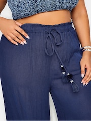 Yours Curve Blue Tassel Trousers - Image 4 of 5